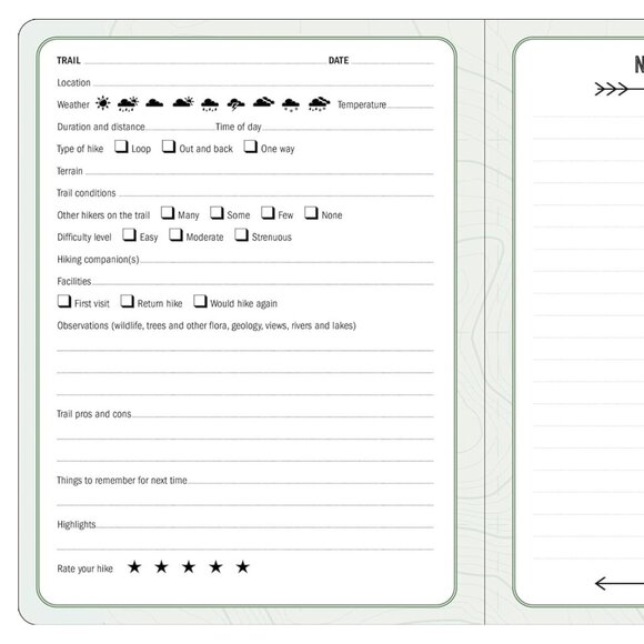 NWT, The Hiking Logbook: Record Your Adventures, Peter Pauper Press, Green - Picture 6 of 11